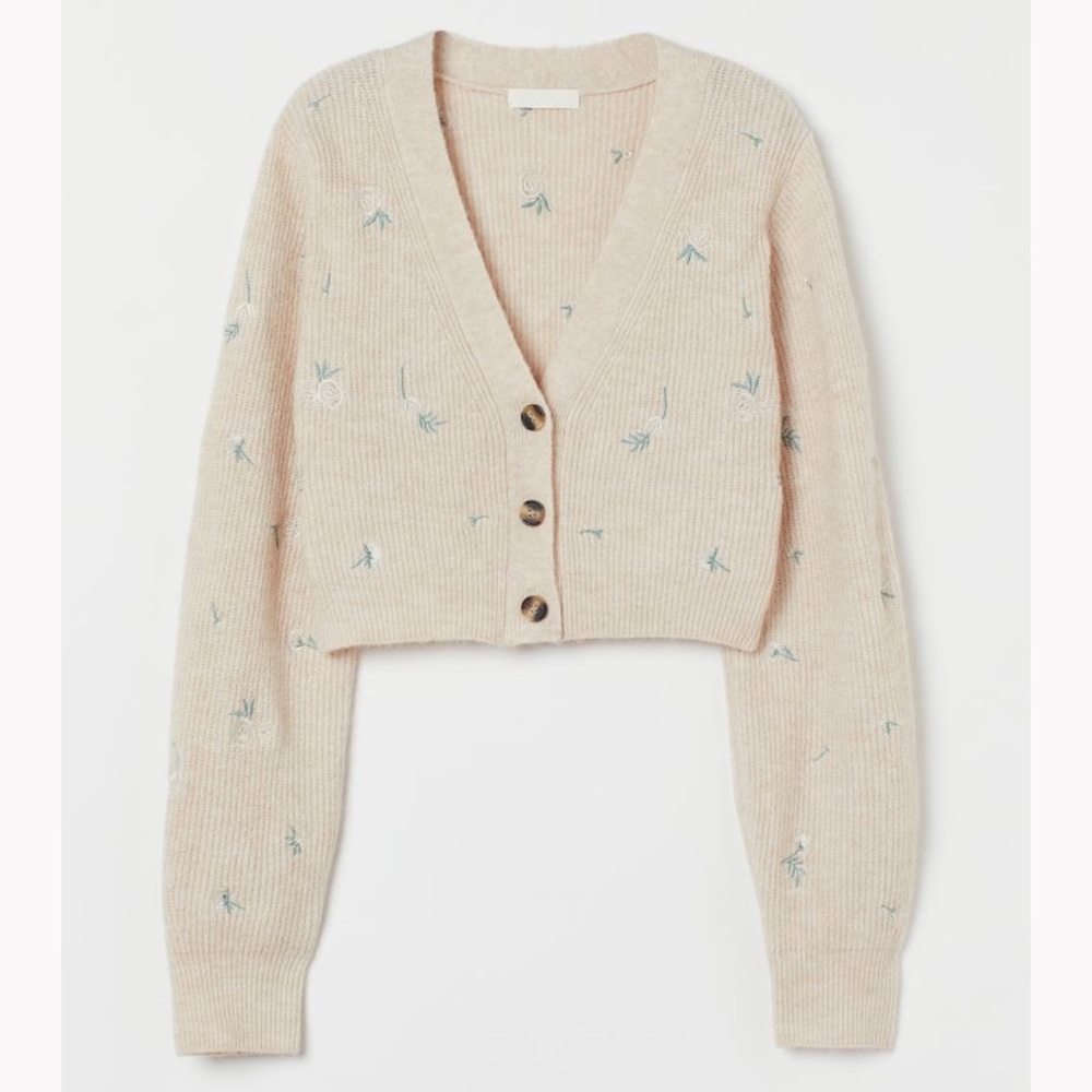 H&M embroidered knit 2piece set